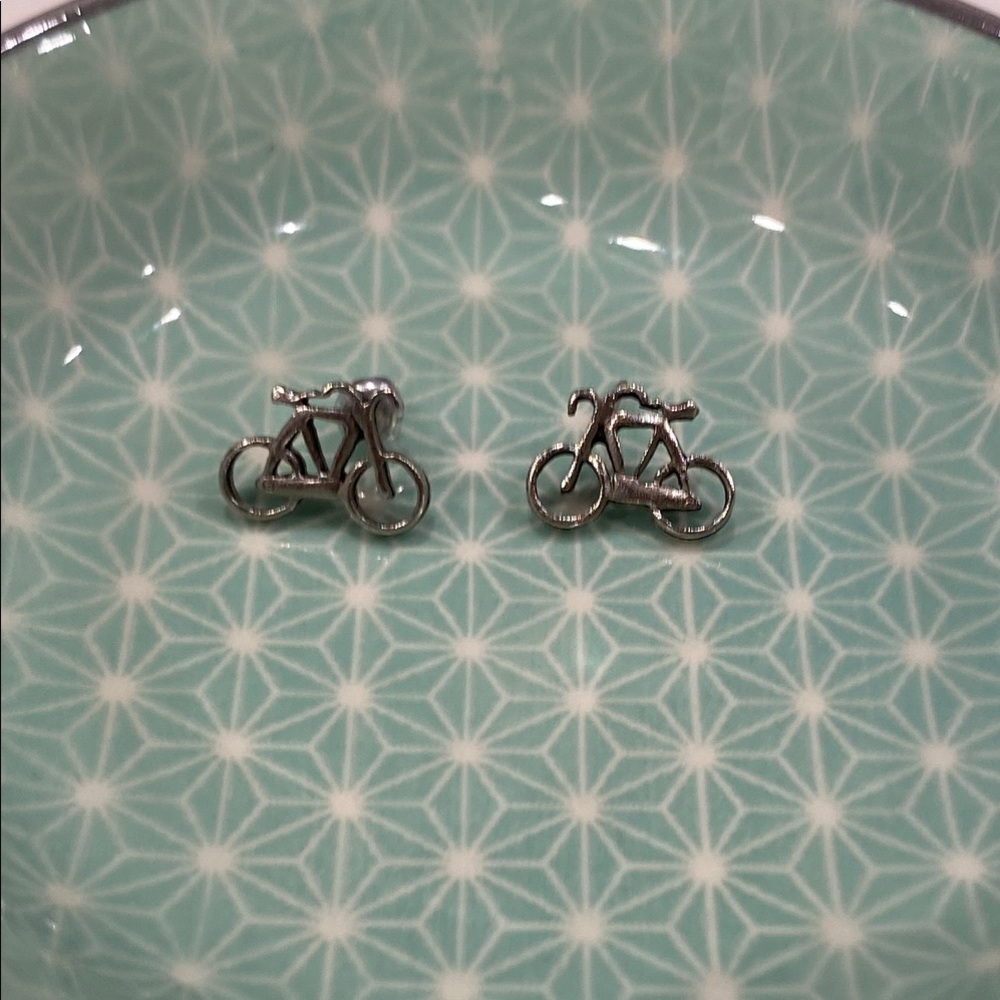 Silver Bicycle Earrings
